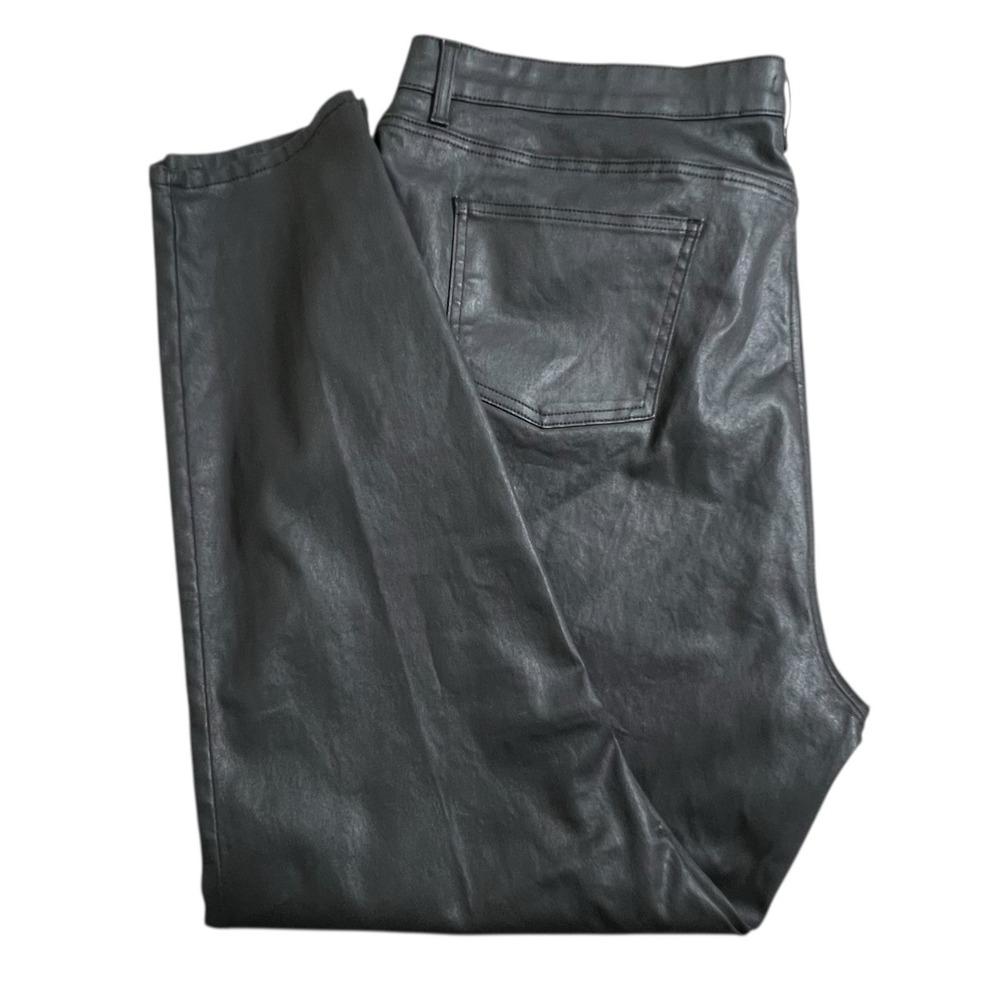 Eileen Fisher Womens 22W Black Faux Leather‎ High Rise Tapered Leg Pants